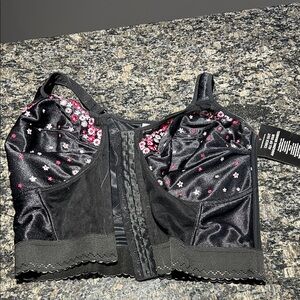 Black and Pink Floral Women's Bra Going Out Top